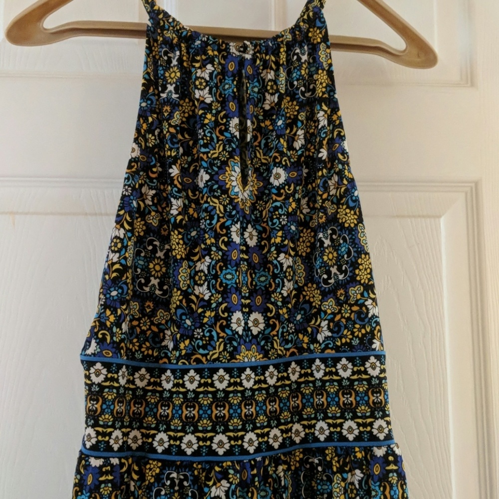 Floral Keyhole Halter Dress